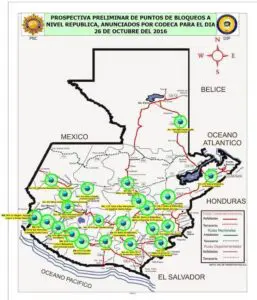 Puntos donde se llevarán a cabo los bloqueos en todo el país. (Mapa: PNC)