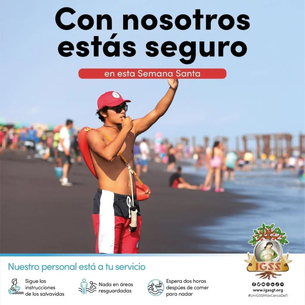 Cada Semana Santa, el IGSS recomienda en sus redes sociales esperar dos horas después de comer para volver a nadar, aunque no haya datos para respaldarlo. Foto: IGSS.