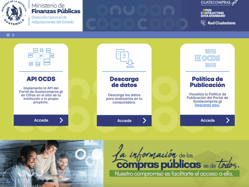 La información del Estándar de Datos para Contrataciones Abiertas proviene de Guatecompras.Gt.