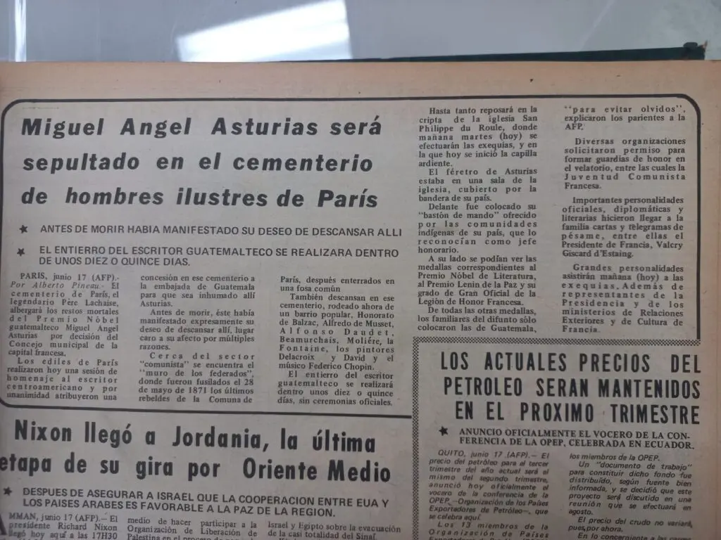 Nota de El Imparcial sobre el “próximo” entierro de Asturias.