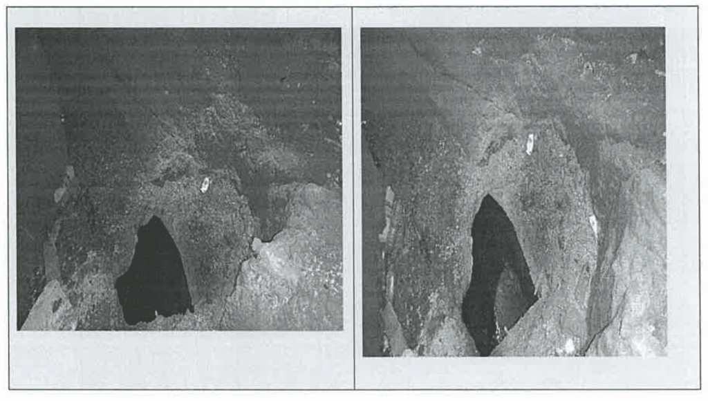 Fotocopias de las imágenes tomadas a algunas de las cavernas halladas por la empresa Wilmar. Fuente: ministerio de Comunicaciones.