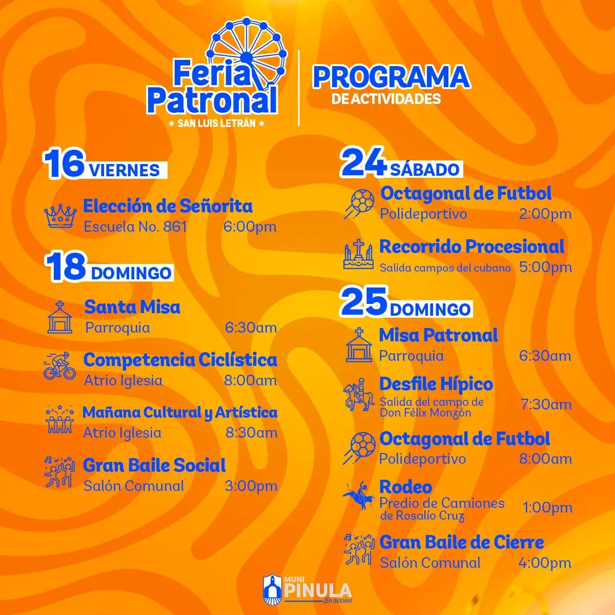 Invitación a la feria patronal de San Luis Letrán.