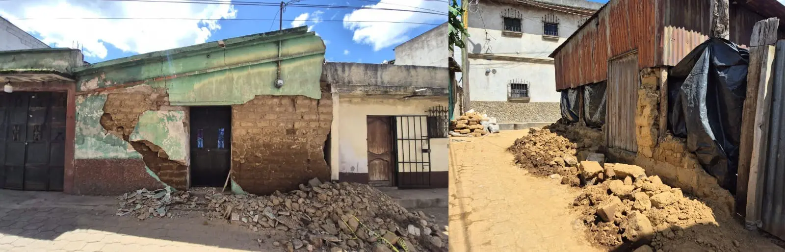El estado en que se encuentran más de 500 casas de los vecinos de Santa María de Jesús. Foto: Julio Sicán.
