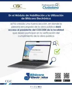 La Contraloría General de Cuentas (CGC) habilitó una nueva sección donde el representante del Cocode podrá verificar el cumplimiento de la obra pública.