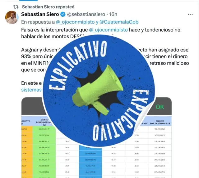 Respuesta del alcalde de Santa Catarina Pinula y presidente de la Anam, Sebastián Siero en la red social X. Dijo, entre otras cosas, que el Minfin tiene el dinero, pero no lo entrega. Imagen: X.