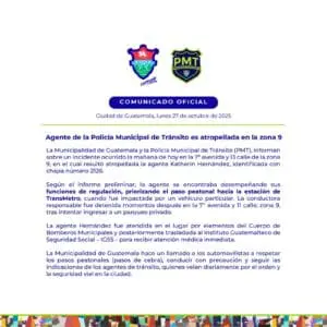 La conductora alega que la agente de la Policía Municipal de Tránsito abusó de su autoridad. Le impusieron multa por Q1 mil 400.