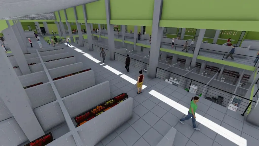Este es uno de los "render", la simulación de cómo quedará por dentro el mercado. Imagen: municipalidad de Pajapita.