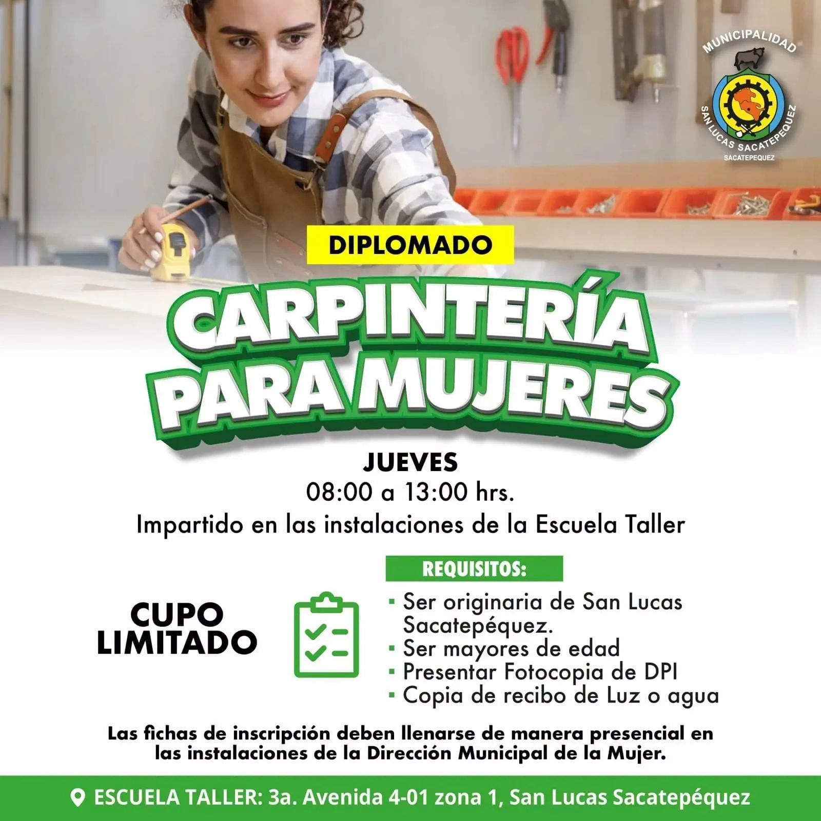 San Lucas Sacatepéquez imparte cursos libres de esas mismas ramas para que las mujeres aprendan estos oficios, aunque el reto es que más se inscriban y concluyan la formación.