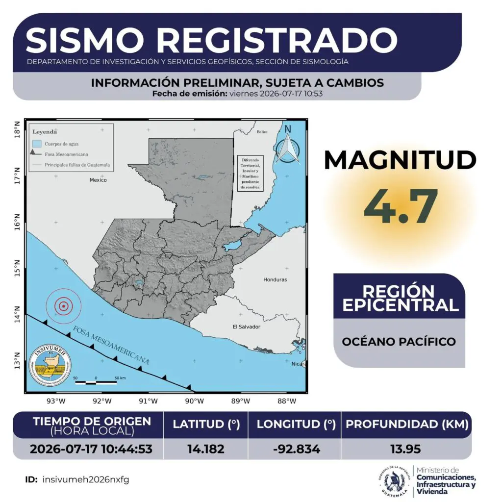 A un año de los sismos en Santa María de Jesús, Sacatepéquez, y parte de Escuintla, esta mañana se registró un sismo de magnitud de 7.4 sensible en diez departamentos.