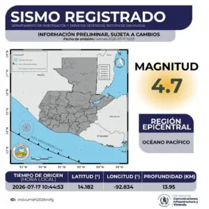 A un año de los sismos en Santa María de Jesús, Sacatepéquez, y parte de Escuintla, esta mañana se registró un sismo de magnitud de 7.4 sensible en diez departamentos.