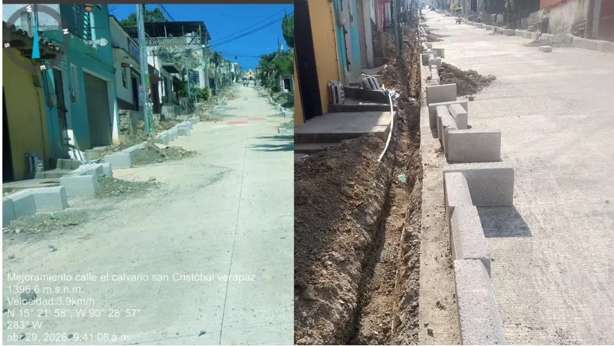 La primera imagen es el reporte SNIP que actualizó la municipalidad en Segeplan el 29 de abril. El periodista Carlos Cal subió esta y otras seis fotografías la tarde del 25. Foto: Guatecompras.