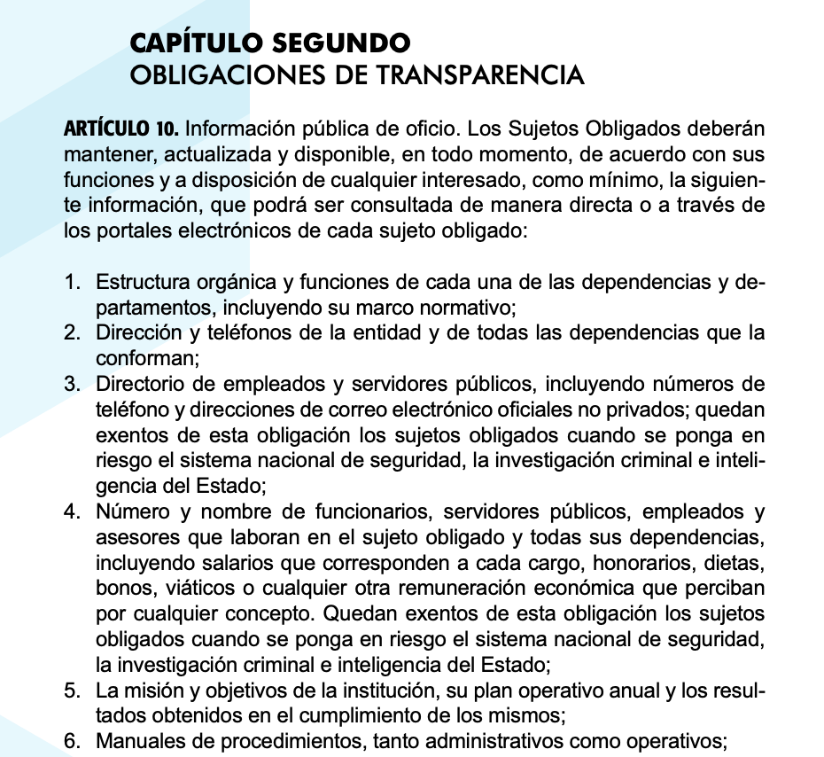 Artículo 10, numeral 4, de la LAIP, sobre la publicación de salarios, dietas, bonos y otras remuneraciones. Imagen: Ley de Acceso a la Información Pública, Secretaría de Control y Transparencia.