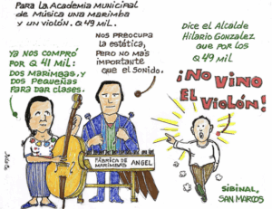 Solicitó una marimba y un violón, pero este último no se menciona en el acta de adjudicación.
