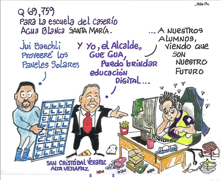 Los páneles solares son para la escuela del caserío Agua Blanca Santa María, Alta Verapaz, para brindar educación digital.