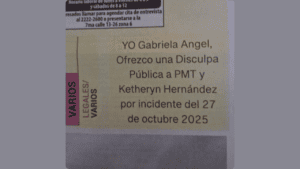 Cuatro meses después del altercado, la conductora ofreció disculpas públicas a la agente de de la Policía Municipal de Tránsito (PMT) a través de un anuncio clasificado en un medio impreso.