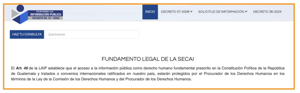 Fundamento legal de la Secretaría de Acceso a la Información Pública. Foto: Ministerio de Trabajo.