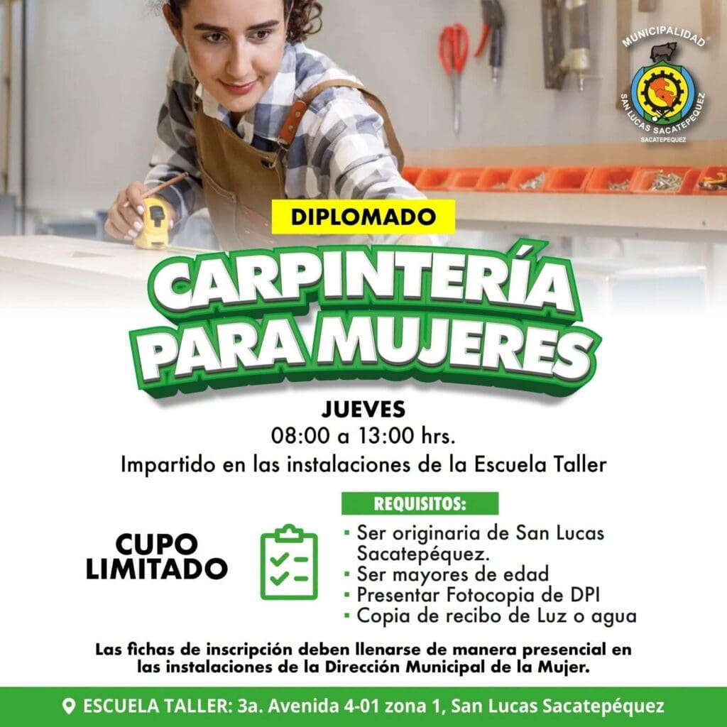 San Lucas Sacatepéquez imparte cursos libres de esas mismas ramas para que las mujeres aprendan estos oficios, aunque el reto es que más se inscriban y concluyan la formación.